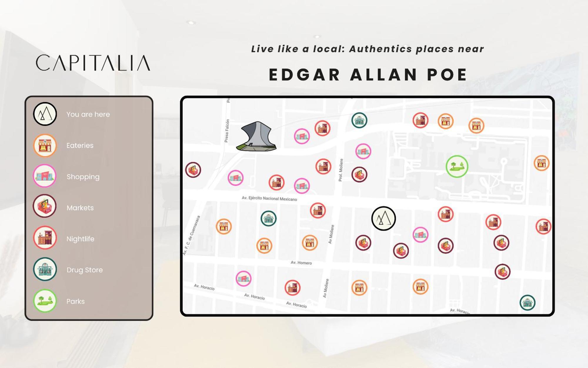 Capitalia - Luxury Apartments - Edgar Allan Poe Ciudad de México Exteriér fotografie